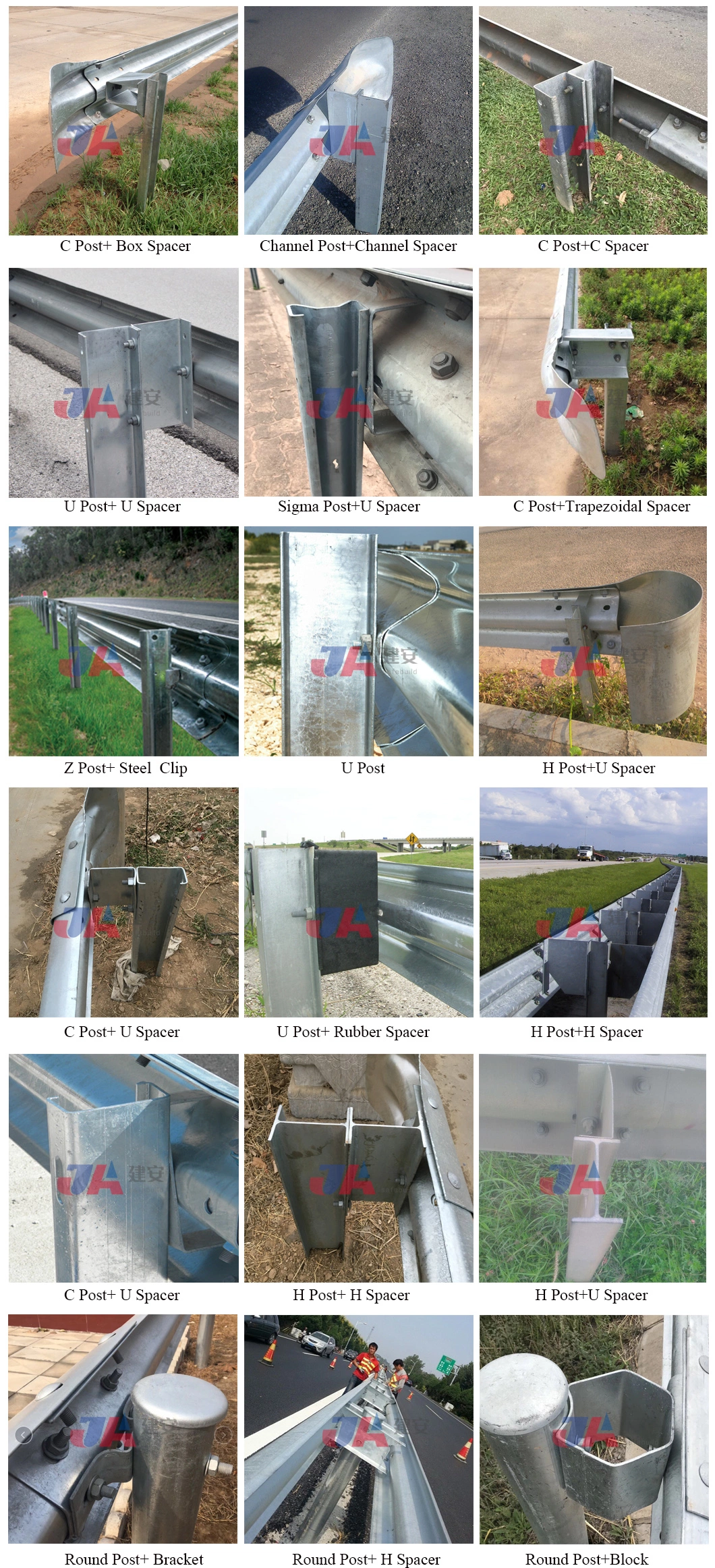 Aashto M180 Q235 Q345 Steel Beam Highway Guardrail Powder Zinc Coated Traffic Barrier